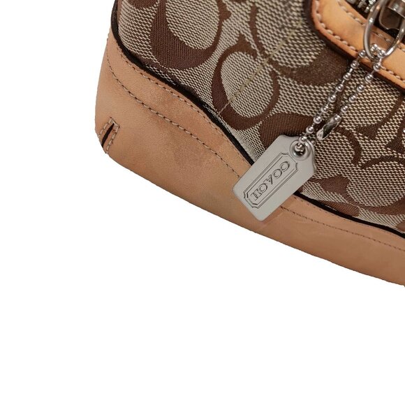Coach Signature Monogram 9363 Vintage Leather and Canvas Brown/Beige Hand Bag - Picture 5 of 15